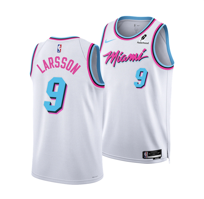 Men's Miami Heat #9 Pelle Larsson White 2025 City Edition Stitched Basketball Jersey