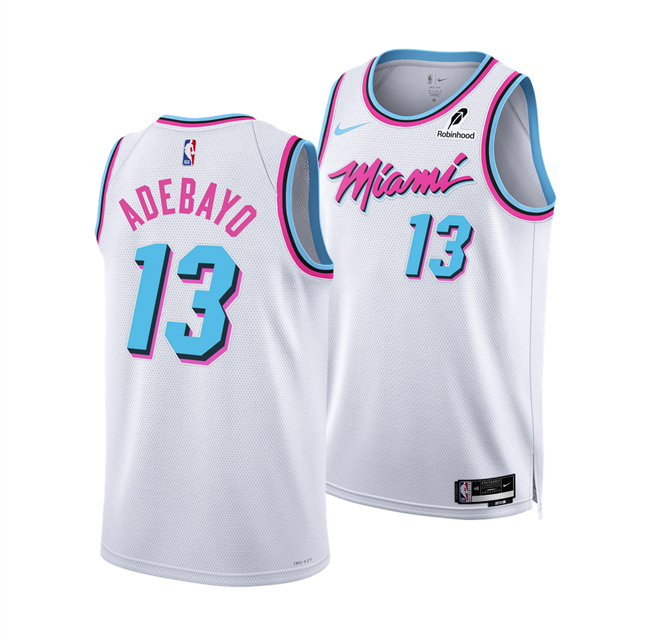 Men's Miami Heat #13 Bam Adebayo White 2025 City Edition Stitched Basketball Jersey