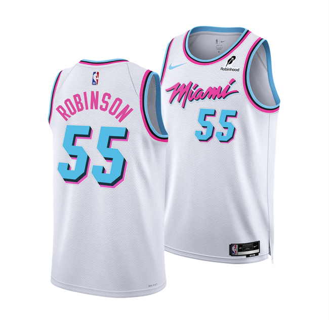 Men's Miami Heat #55 Duncan Robinson White 2025 City Edition Stitched Basketball Jersey