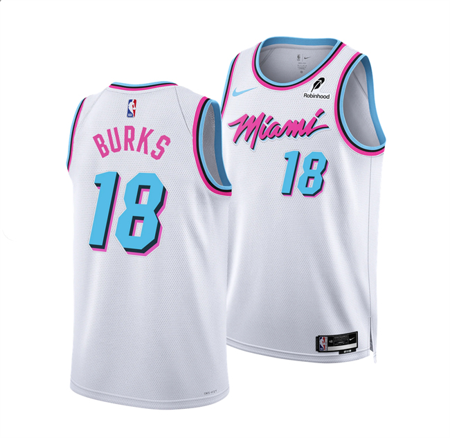 Men's Miami Heat #18 Alec Burks White 2025 City Edition Stitched Basketball Jersey