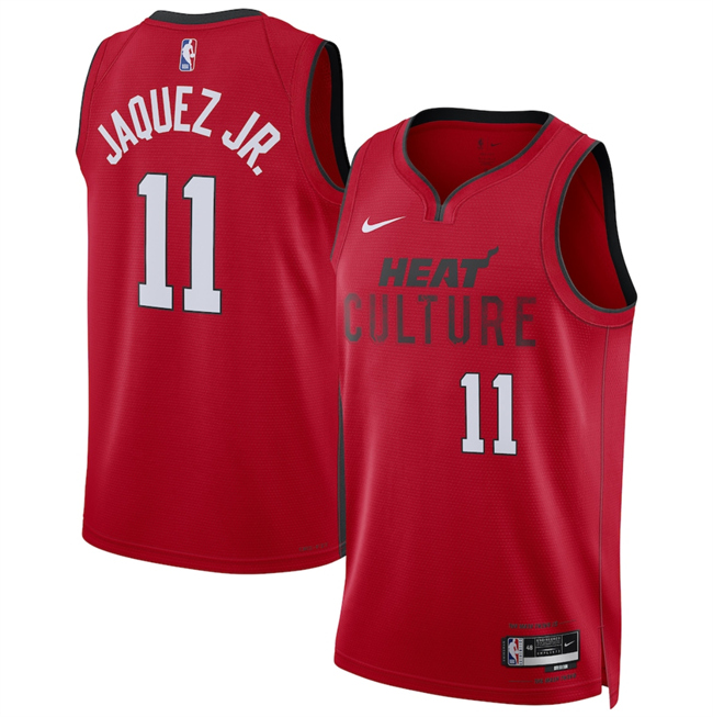 Men's Miami Heat #11 Jaime Jaquez Jr. Red 2025 City Edition Stitched Basketball Jersey