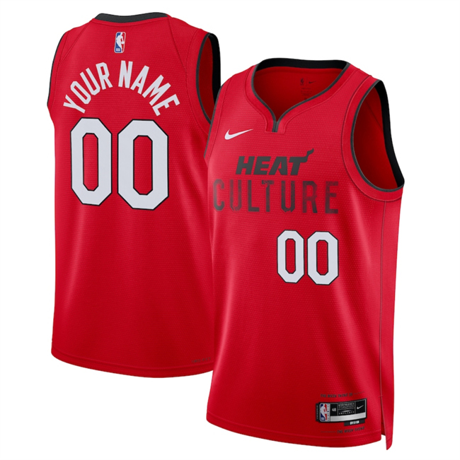 Men's Miami Heat Active Player Custom Red 2025 City Edition Stitched Basketball Jersey