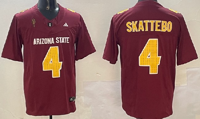 Men's Arizona State Sun Devils #4 Cam Skattebo 2024 F.U.S.E. Maroon Pat Tillman Honoring Patch Vapor Limited Stitched Jersey