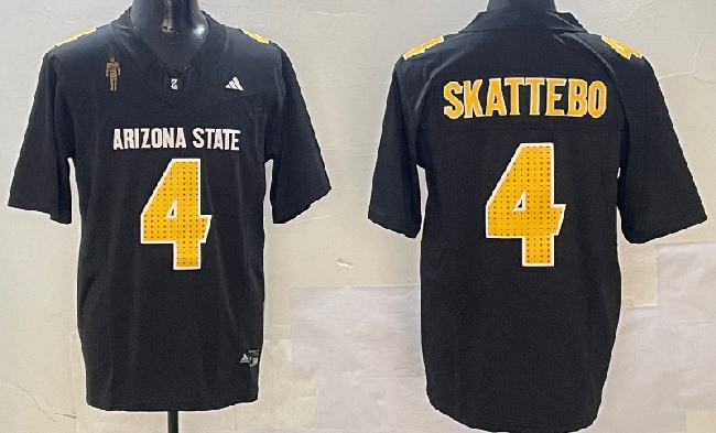 Men's Arizona State Sun Devils #4 Cam Skattebo  Black 2024 F.U.S.E. Maroon  Vapor Limited Stitched Jersey