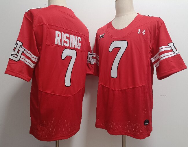 Men's Utah Utes #7 Cameron Rising Red reversal College Football Jersey