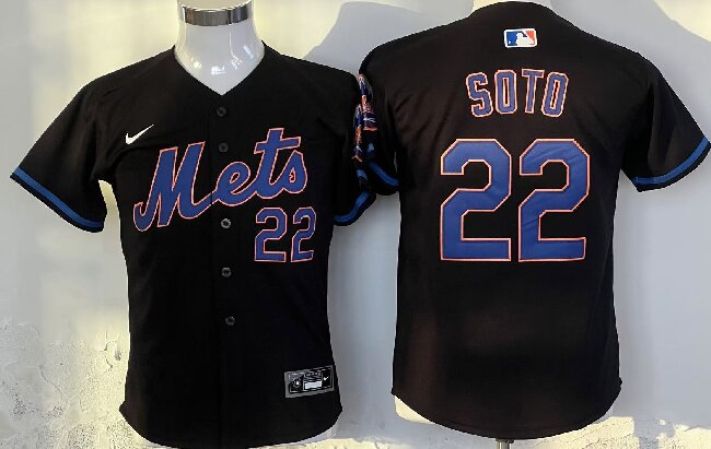Youth  New York Mets #22 Juan Soto Black 2024 Alternate Limited Stitched Baseball Jersey