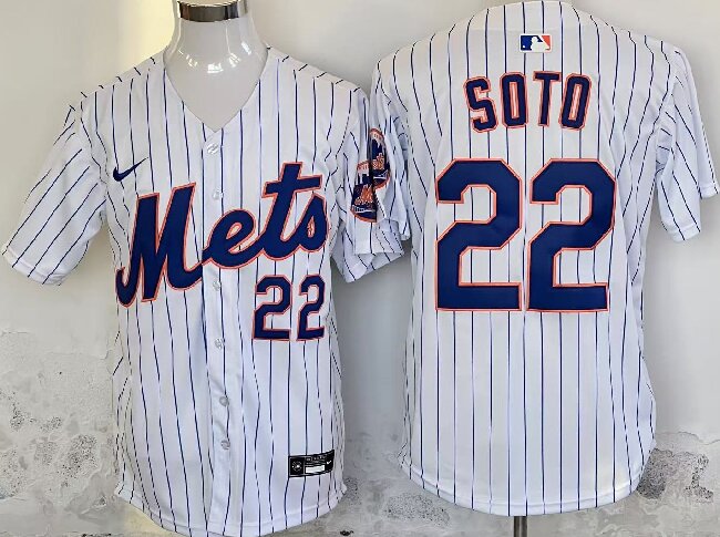 Men's New York Mets #22 Juan Soto White Home Limited Stitched Baseball Jersey