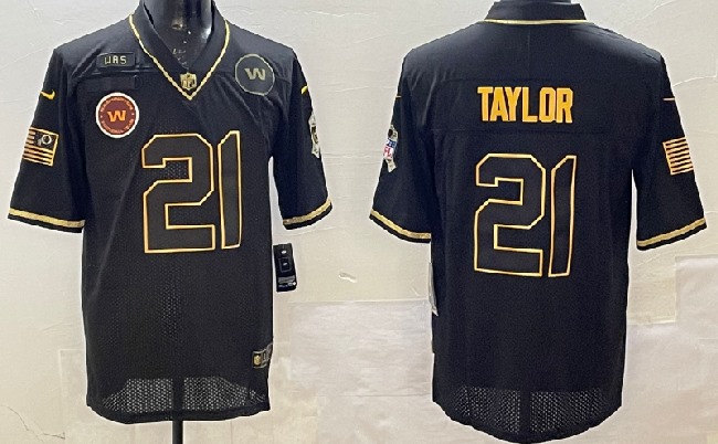 Men's Washington Redskins #21 Sean Taylor Black Gold  Salute To Service Stitched NFL Nike Limited Jersey 2