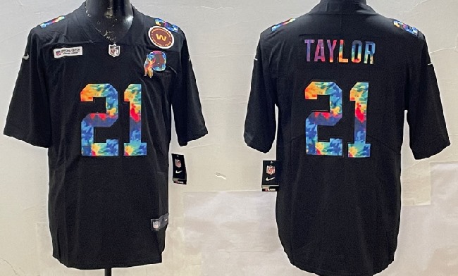 Men's Washington Redskins #21 Sean Taylor Multi-Color Black NFL Crucial Catch Vapor Untouchable Nike Limited Jersey 1
