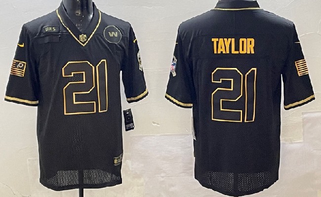 Men's Washington Redskins #21 Sean Taylor Black Gold Salute To Service Stitched NFL Nike Limited Jersey
