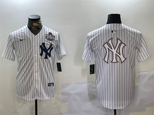 Men's New York Yankees White Team Big Logo 2024 World Series Home Limited Stitched  Baseball Jersey