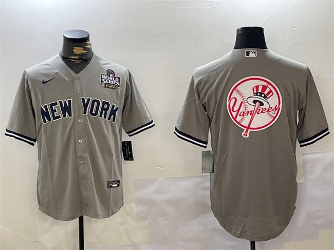 Men's New York Yankees Grey Team Big Logo 2024 World Series Cool Base  Stitched  Baseball Jersey