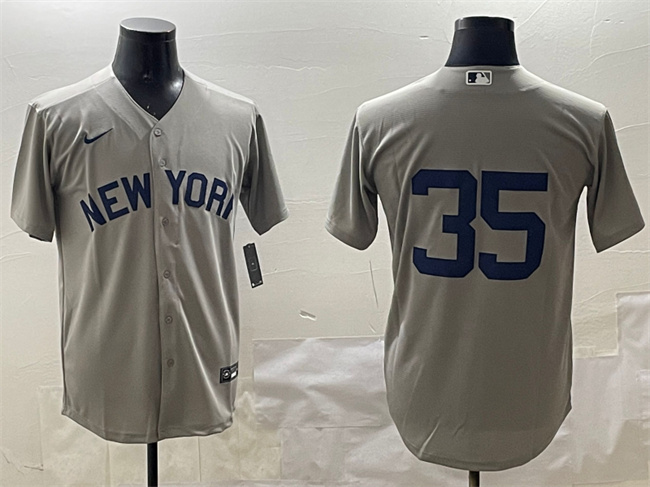 Men's New York Yankees #35 Cody Bellinger Grey Cool Base Stitched Baseball Jersey