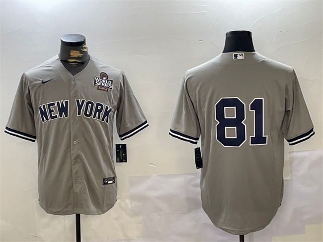 Men's New York Yankees #81 Luis Gil Grey 2024 World Series Cool Base  Stitched Baseball Jersey