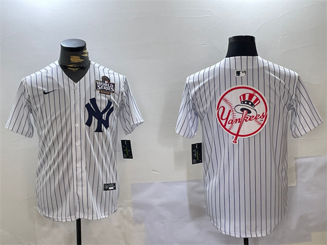 Men's New York Yankees White Team Big Logo 2024 World Series Home Limited Stitched  Baseball   Jersey
