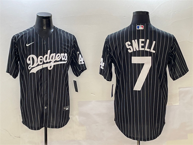 Men's Los Angeles Dodgers #7 Blake Snell Black Cool Base Stitched Baseball Jersey