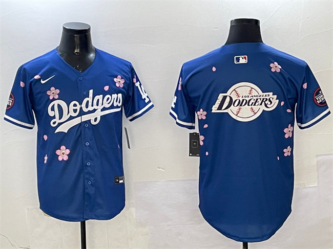 Men's Los Angeles Dodgers Team Big Logo Royal 2025 Tokyo Series Limited Cherry Blossoms Baseball Jersey