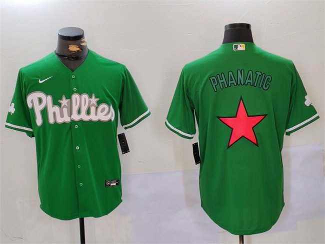 Men's Philadelphia Phillies Phanatic Green Cool Base Stitched  Jersey