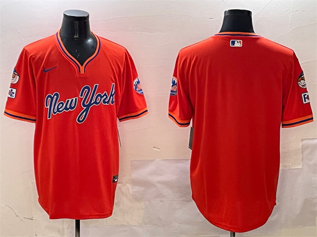 Men's New York Mets Blank Orange 2025 Spring Training Stitched Baseball Jersey