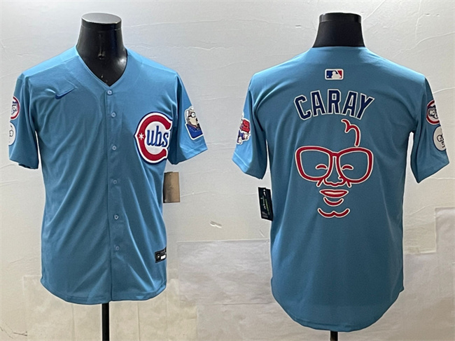 Men's Chicago Cubs Blue Harry Caray 'Holy Cow' Patch 2025 2nd Alternate Limited Stitched Baseball Jersey