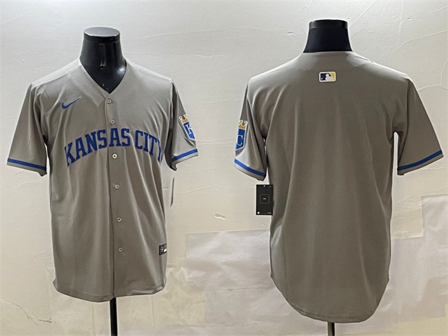 Men's Kansas City Royals Blank Grey 2024 Away Limited Stitched Baseball Jersey