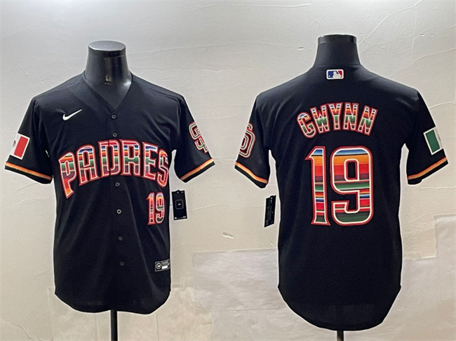 Men's San Diego Padres #19 Tony Gwynn Black Mexico Cool Base Stitched Baseball Jersey