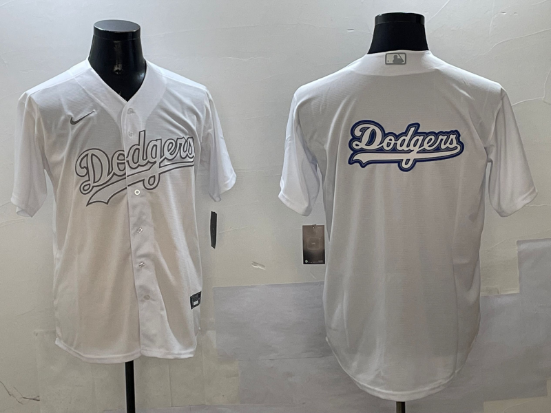 Men's Los Angeles Dodgers Team Big Logo White Cool Base Stitched Baseball  Jersey