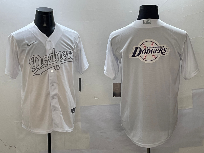 Men's Los Angeles Dodgers Team Big Logo White Cool Base Stitched Baseball Jersey