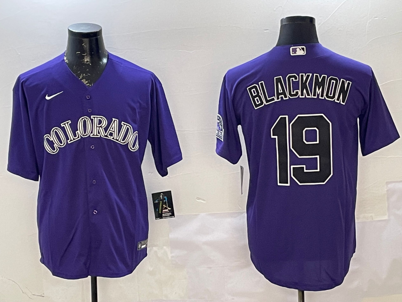 Men's Colorado Rockies #19  Charlie Blackmon Purple Cool Base Stitched Baseball Jersey