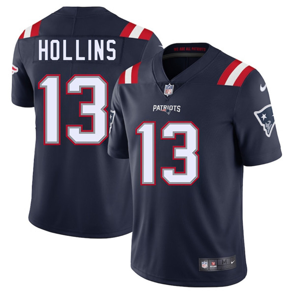 Men's New England Patriots #13 Mack Hollins Navy 2025 Vapor Limited Football Stitched Jersey
