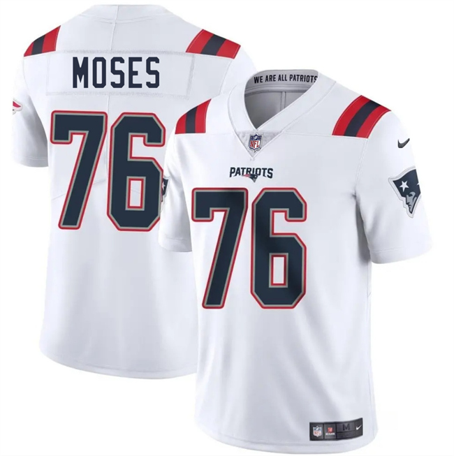 Men's New England Patriots #76 Morgan Moses White 2025 Vapor Limited Football Stitched Jersey