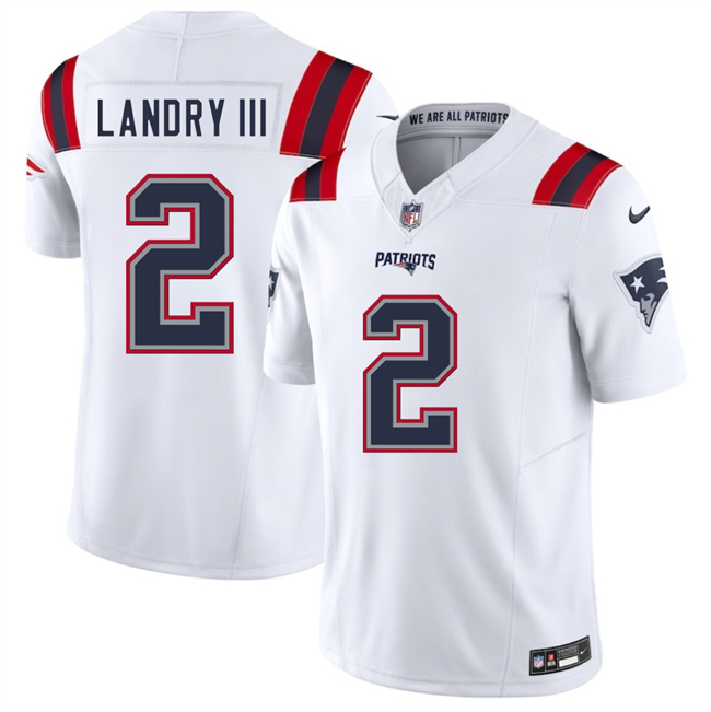 Men's New England Patriots #2 Harold Landry III White 2025 F.U.S.E. Vapor Limited Football Stitched Jersey