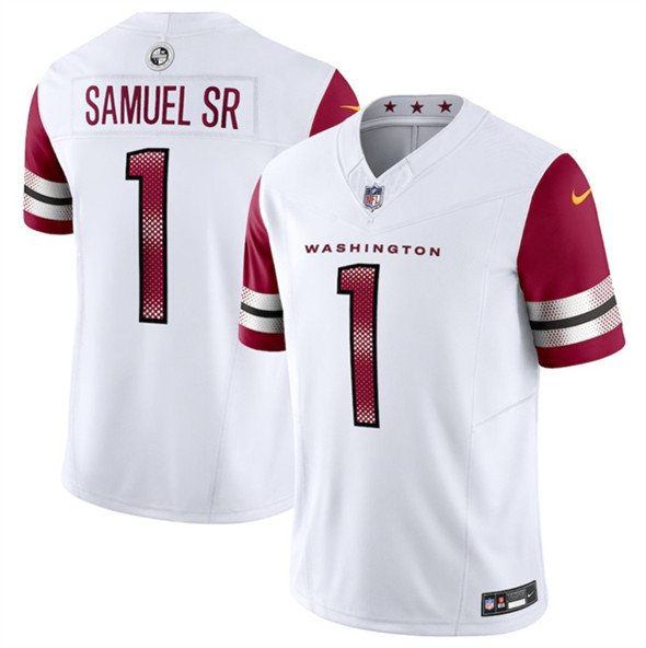 Men's Washington Commanders #1 Deebo Samuel Sr White 2025 F.U.S.E. Vapor Limited Football Stitched Jersey