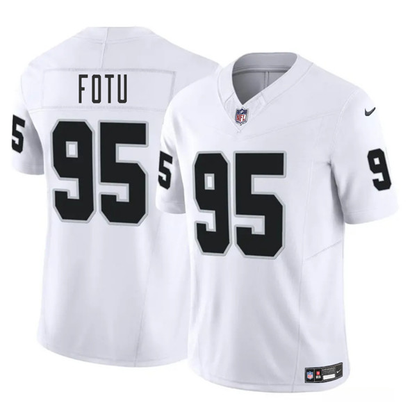 Men's Las Vegas Raiders #95 Leki Fotu White 2025 F.U.S.E. Vapor Football Stitched Jersey