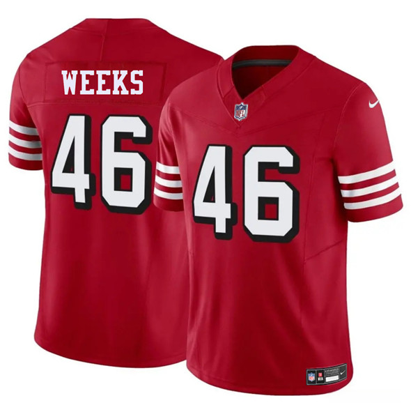 Men's San Francisco 49ers #46 Jon Weeks New Red 2025 F.U.S.E. Vapor Untouchable Limited Football Stitched Jersey