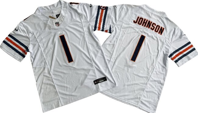 Men's Chicago Bears #1 Jaylon Johnson White 2024 F.U.S.E. Vapor Football Stitched Jersey