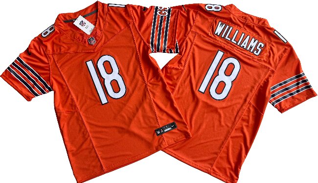 Men's Chicago Bears #18 Caleb Williams Nike Orange Vapor F.U.S.E. Limited Jersey