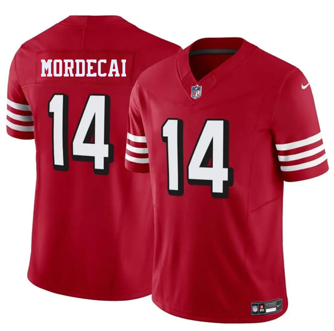 Men's San Francisco 49ers #14 Tanner Mordecai New Red 2025 F.U.S.E. Vapor Untouchable Limited Stitched Football Jersey