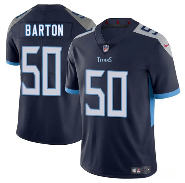 Men's Tennessee Titans #50 Cody Barton Navy 2025 Vapor Limited Stitched Football Jersey