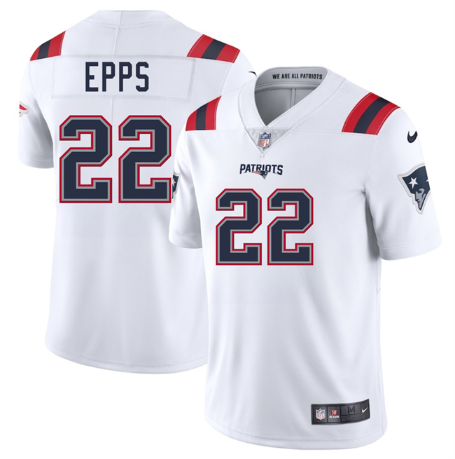 Men's New England Patriots #22 Marcus Epps White 2025 Vapor Limited Stitched Football Jersey