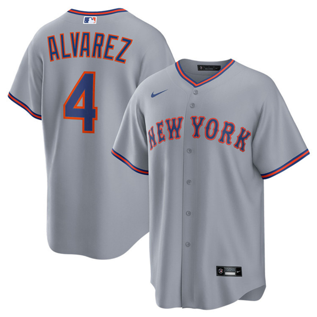 Men's New York Mets #4 Francisco Alvarez Grey 2025 Limited Stitched Baseball Jersey