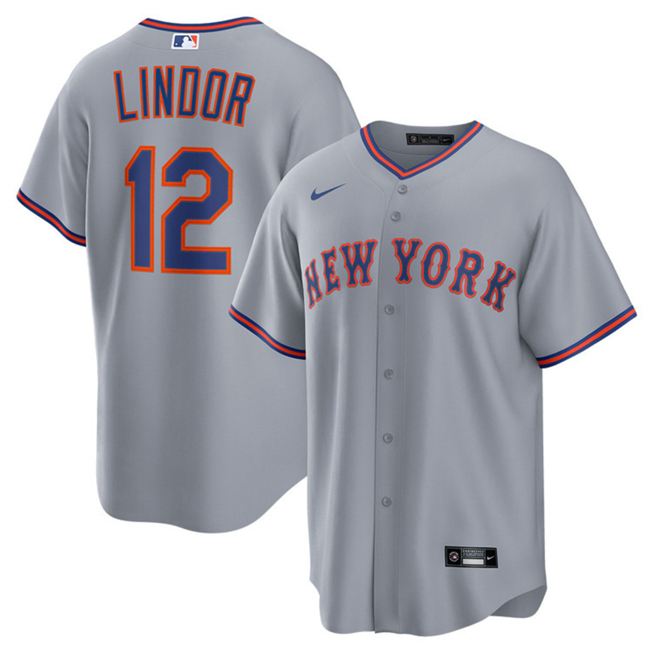 Men's New York Mets #12 Francisco Lindor Grey 2025 Limited Stitched Baseball Jersey