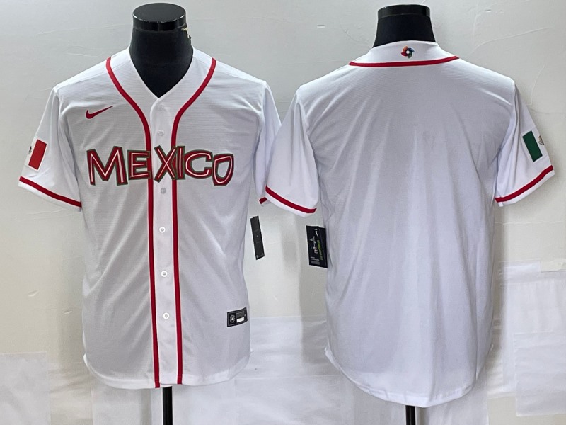 Men's Mexico Baseball Blank 2023 White World Baseball Classic Stitched  Jersey