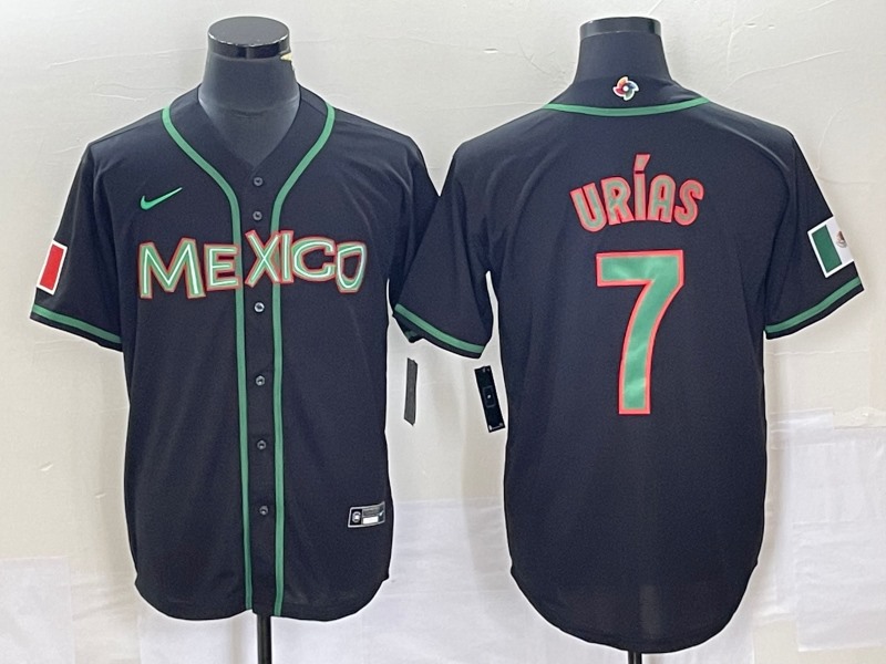 Men's Mexico Baseball #7 Julio Urías 2023 Black World Baseball With  Patch Classic Stitched Jersey