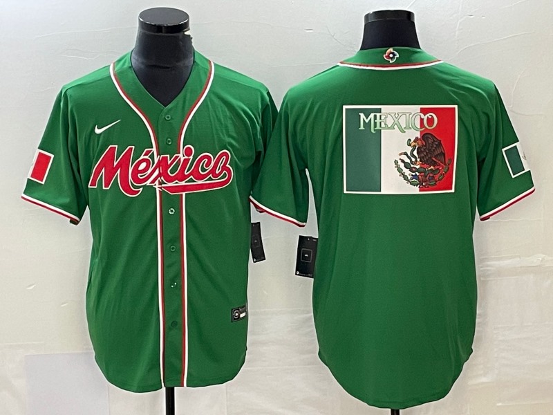 Men's Mexico Baseball Green 2023 World Baseball Classic Team Big Logo Stitched  Jersey