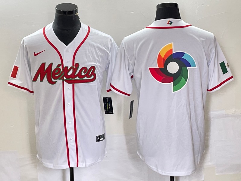 Men's Mexico Baseball 2023 White World Baseball Classic Team Big  Logo Stitched Jersey