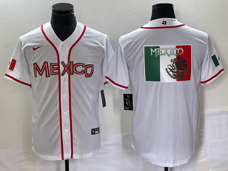 Men's Mexico Baseball 2023 White World Baseball Classic Team Big Logo  Stitched Jersey