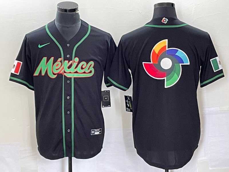Men's Mexico Baseball 2023 Black World Baseball Classic Team  Big Logo Stitched Jersey
