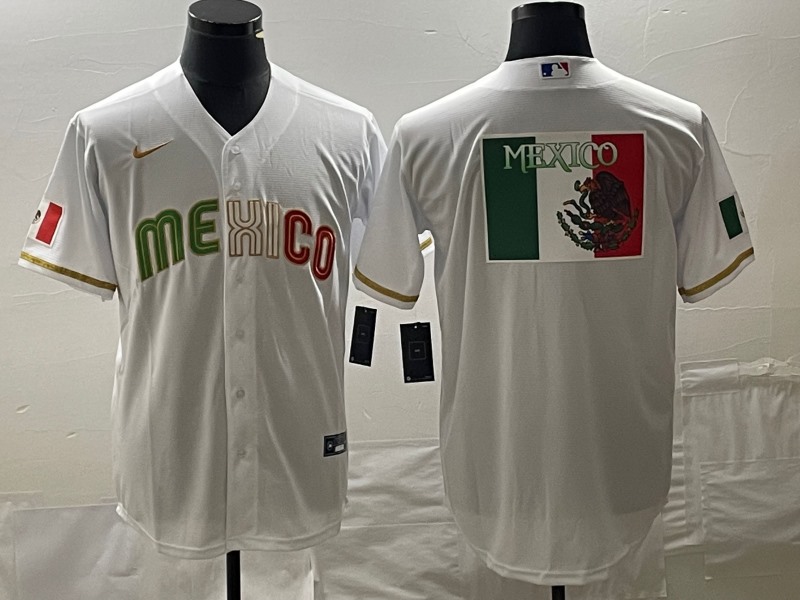 Men's Mexico Baseball White 2023 World Baseball Classic Team Big Logo Stitched  Jersey