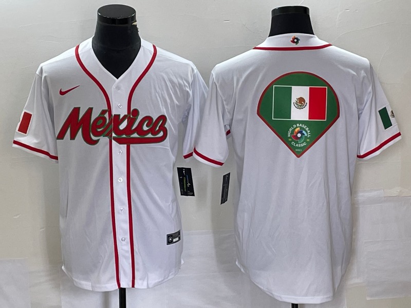 Men's Mexico Baseball 2023 White World Baseball  Classic Team Big Logo Stitched Jersey